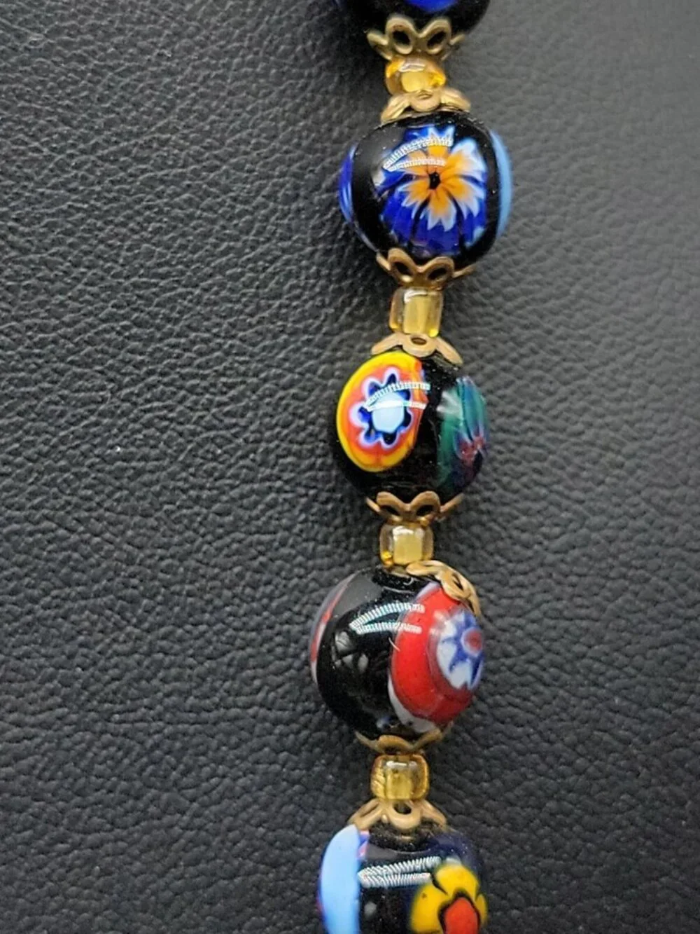 Antique Venetian Millefiori Murano Glass Bead Necklace 23